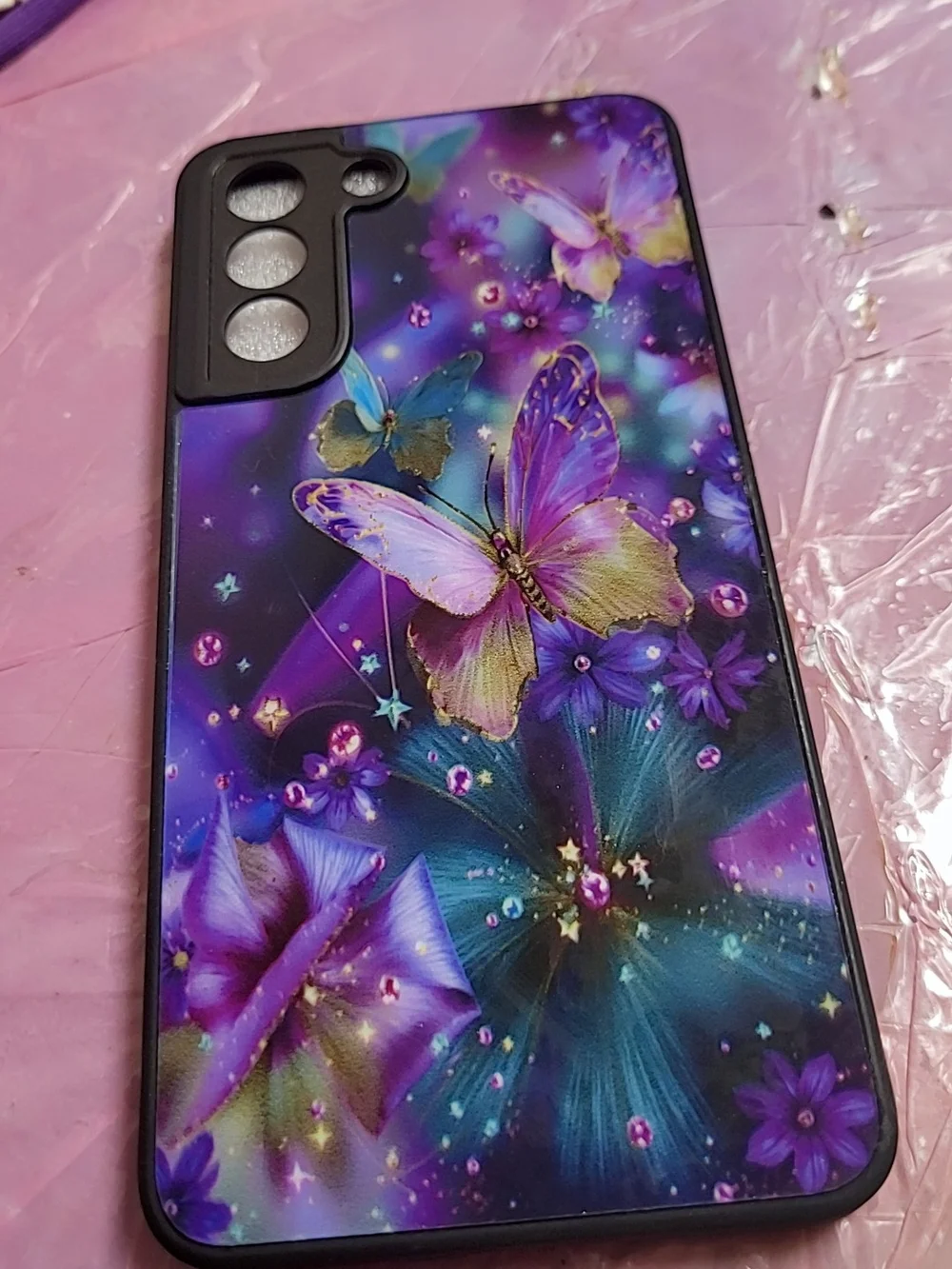 Samsung Galaxy S21 Fe Purple Butterfly Floral Protective Phone Case 6.4 Inches